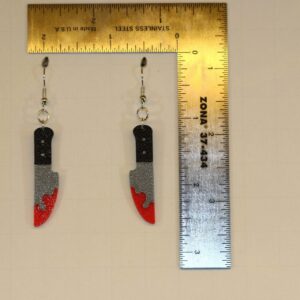 Bloody knife earrings, horror-themed Halloween jewelry