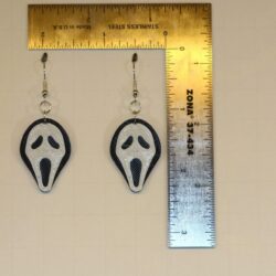 Scream mask skeleton cat earrings, quirky Halloween jewelry