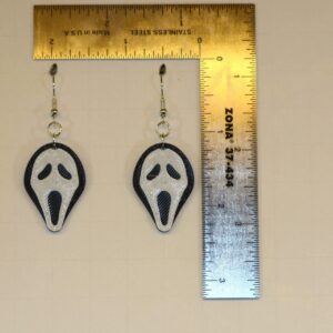 Scream mask skeleton cat earrings, quirky Halloween jewelry