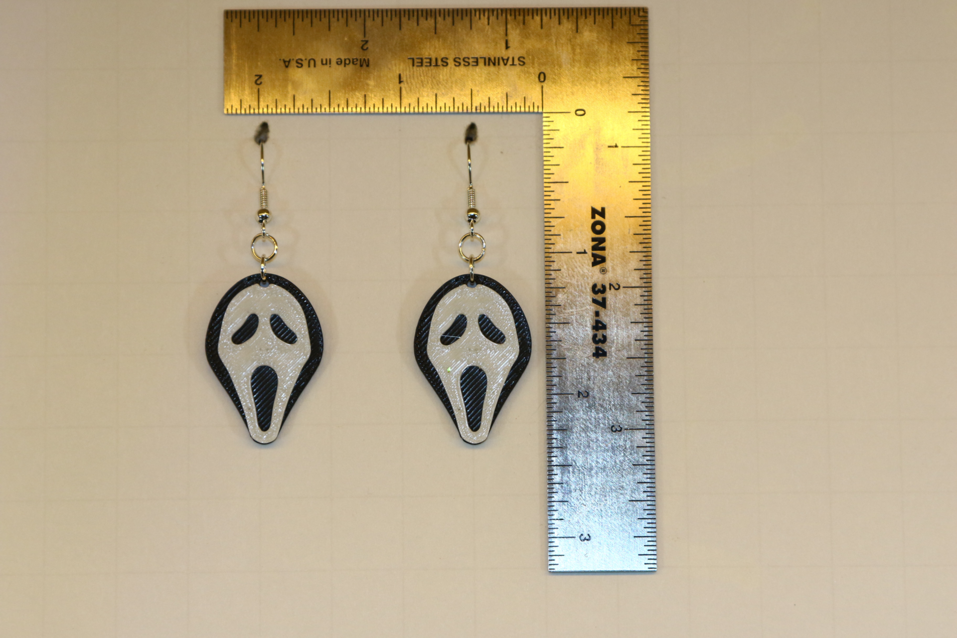Scream mask skeleton cat earrings, quirky Halloween jewelry