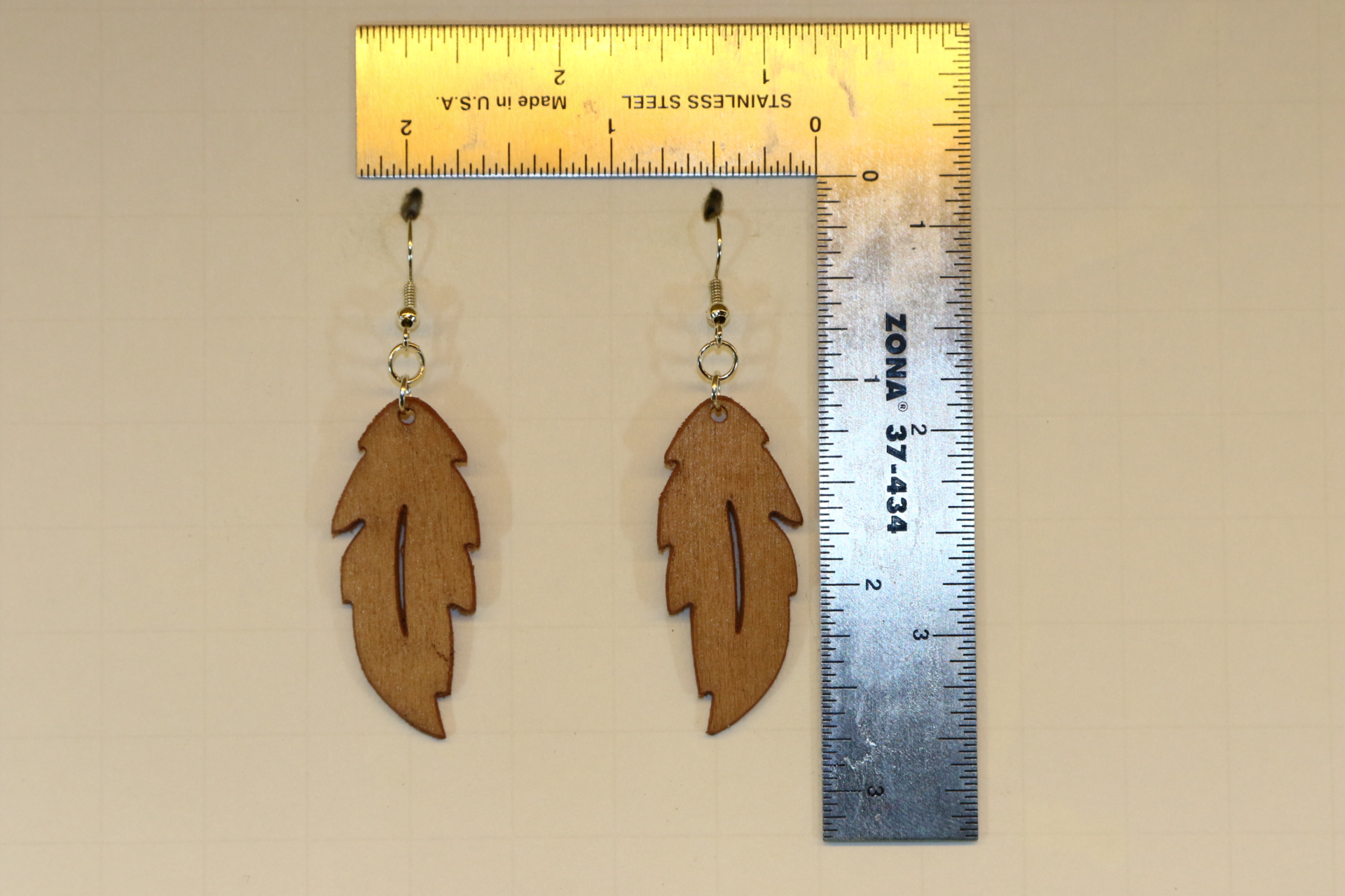 Wood Feather Earrings – Boho Jewelry with Natural Charm - Image 5