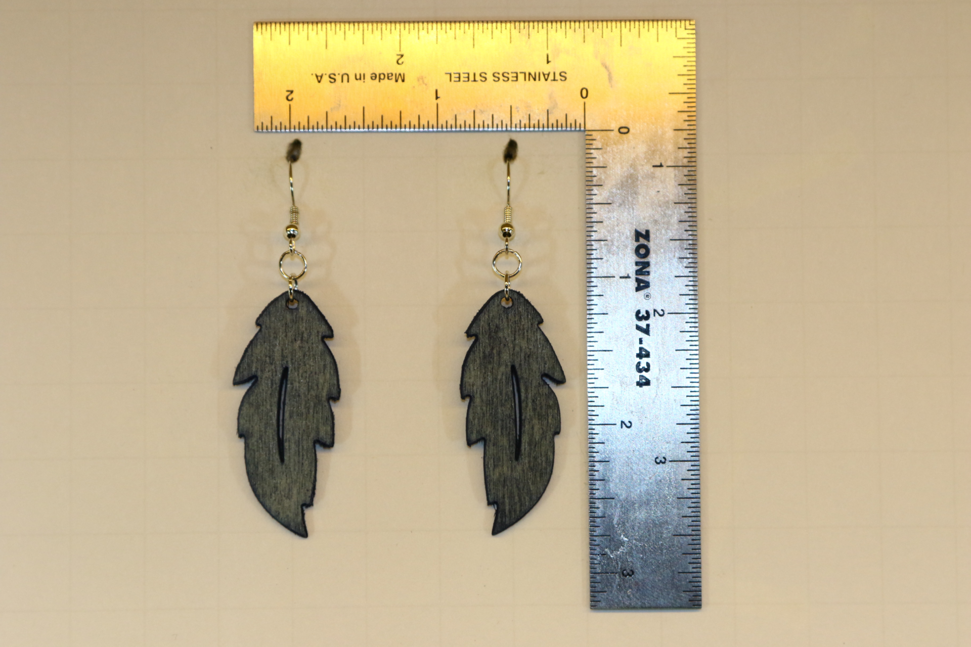 Wood Feather Earrings – Boho Jewelry with Natural Charm - Image 4