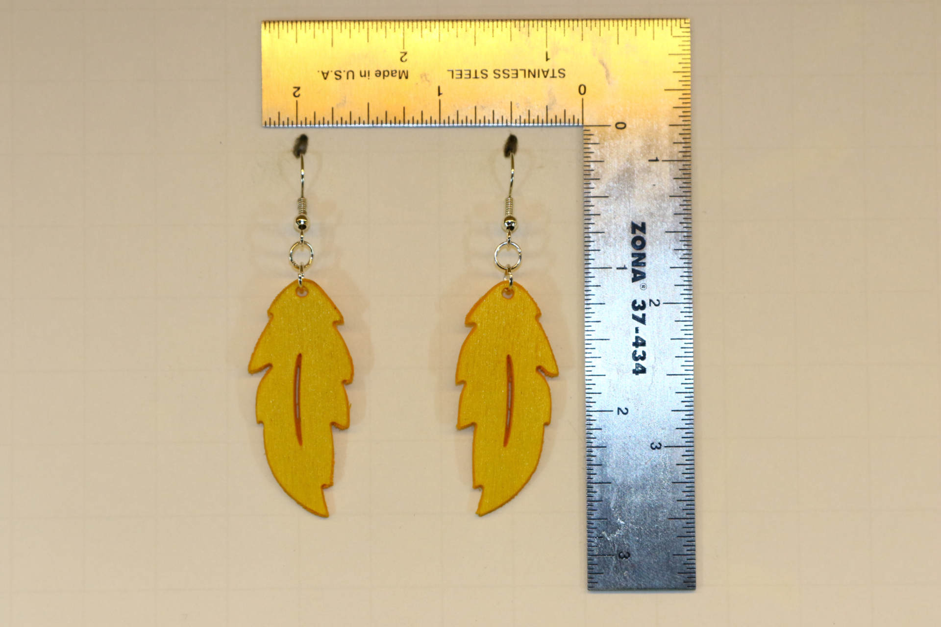 Wood Feather Earrings – Boho Jewelry with Natural Charm - Image 3