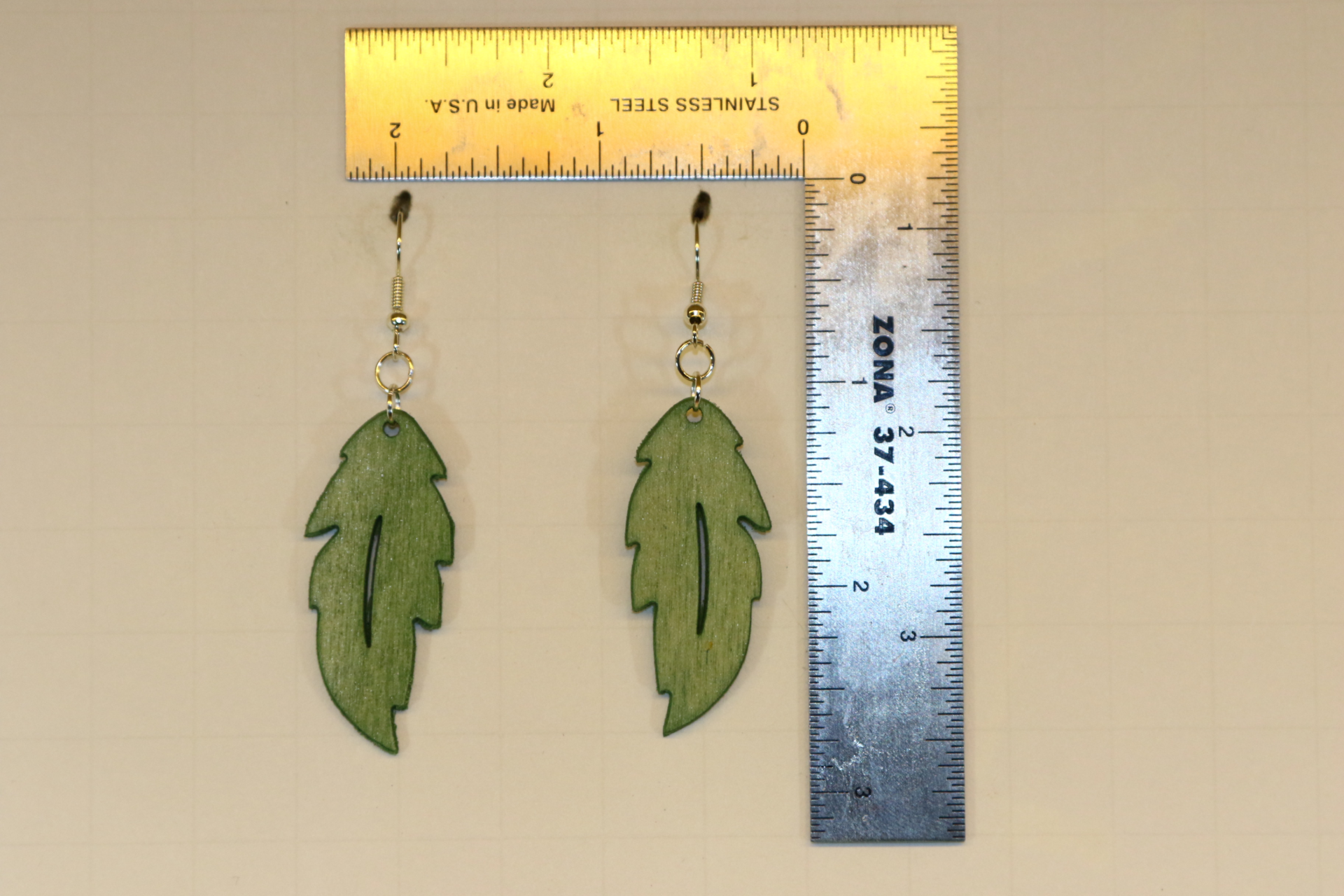 Wood Feather Earrings – Boho Jewelry with Natural Charm - Image 2