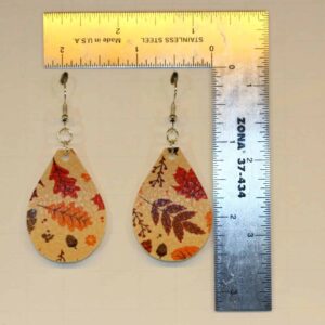 faux leather earrings with autumn leaf pattern