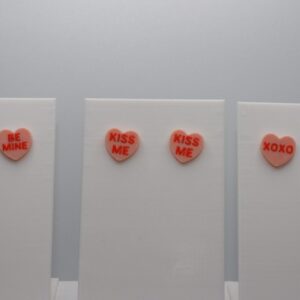 conversation heart stud earrings with sayings