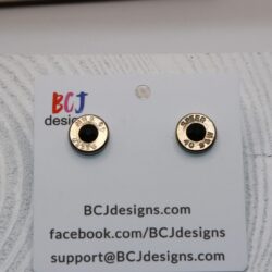 bullet slice earring with a gem in the center