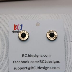 bullet slice earring with a gem in the center