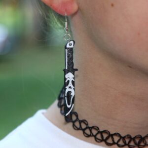 Ghost Face knife earrings, Scream horror Halloween accessory