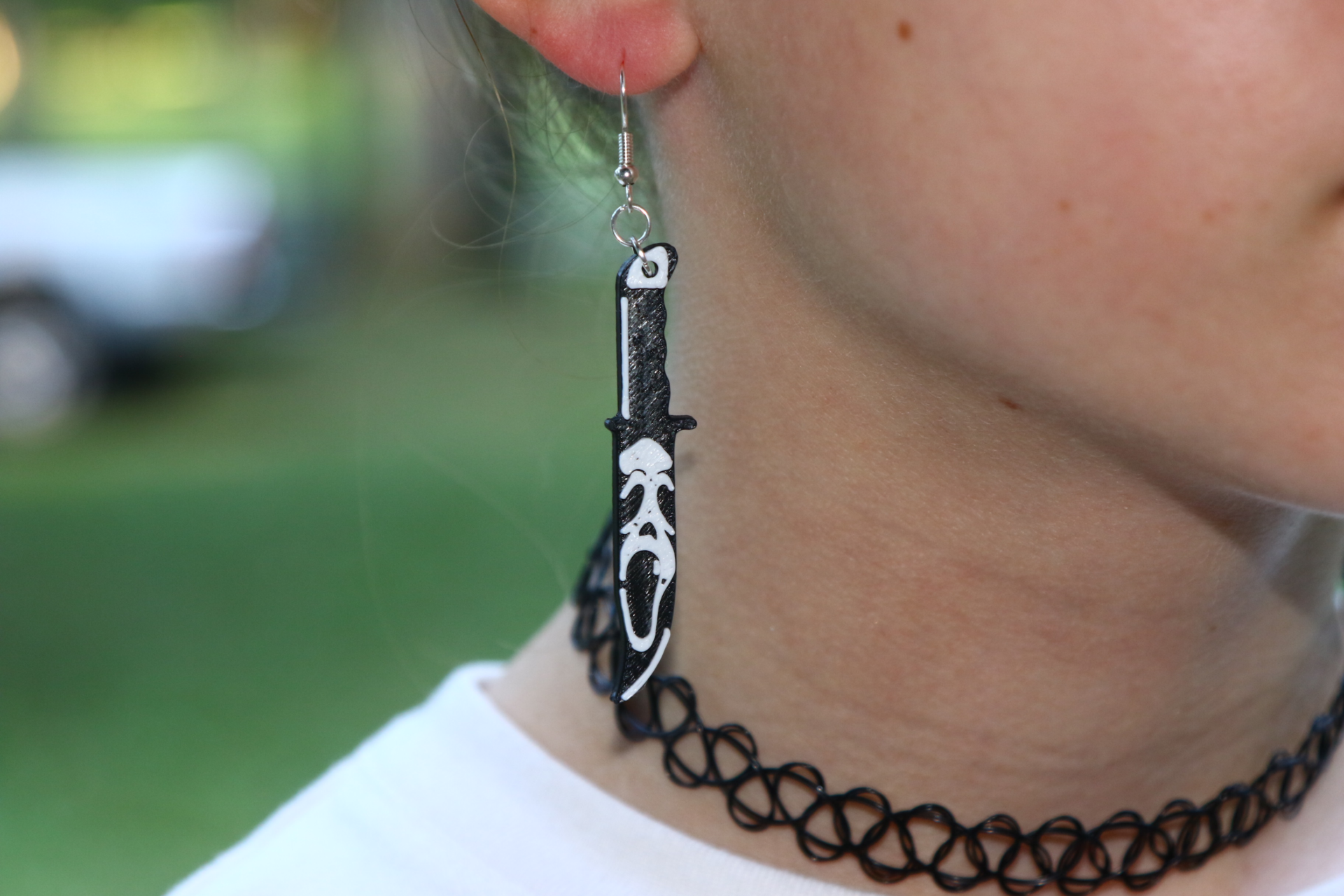 Ghost Face knife earrings, Scream horror Halloween accessory