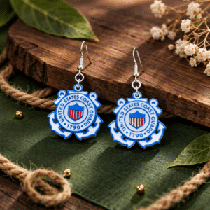 US Coast Guard Earrings – Patriotic Jewelry for Service Fans
