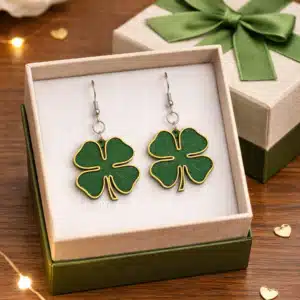 Green and Gold Clover Earrings
