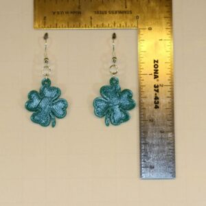 Pair of earrings shaped like classic green shamrocks.