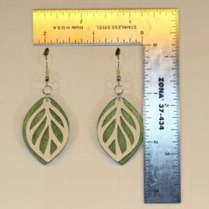 Wood and Faux Leather Leaf earrings
