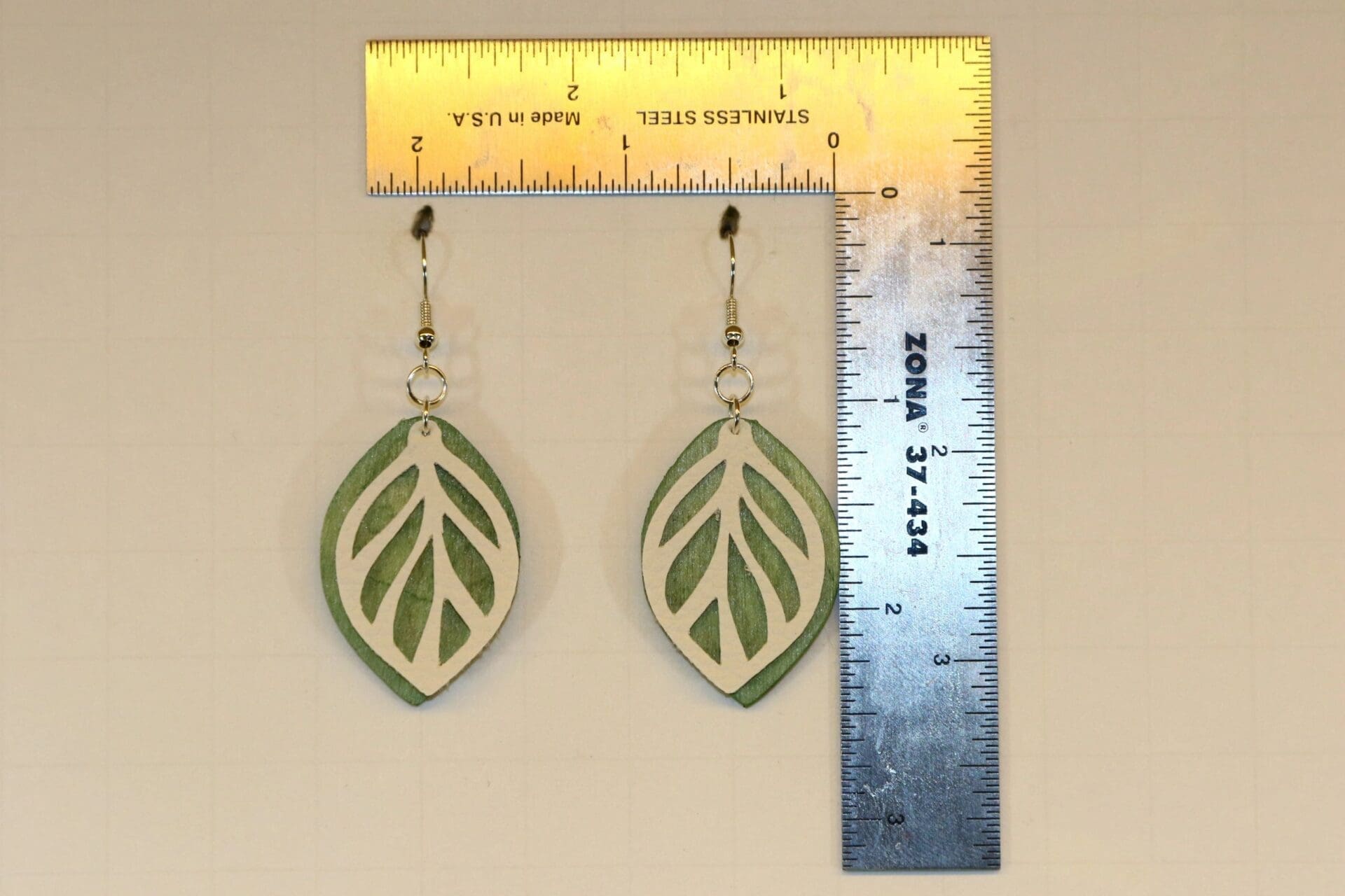 Wood and Faux Leather Leaf earrings