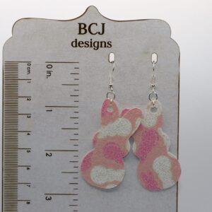 Faux leather bunny-shaped earrings inspired by Easter Peeps.