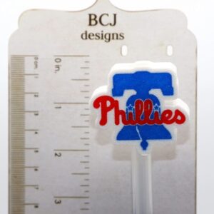 Philadelphia Phillies logo straw topper on a drinking straw