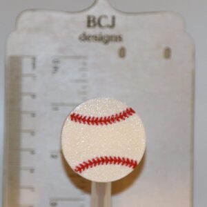 Baseball-themed straw topper attached to a straw