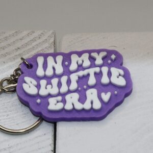 “In My Swiftie Era” keychain with bold text