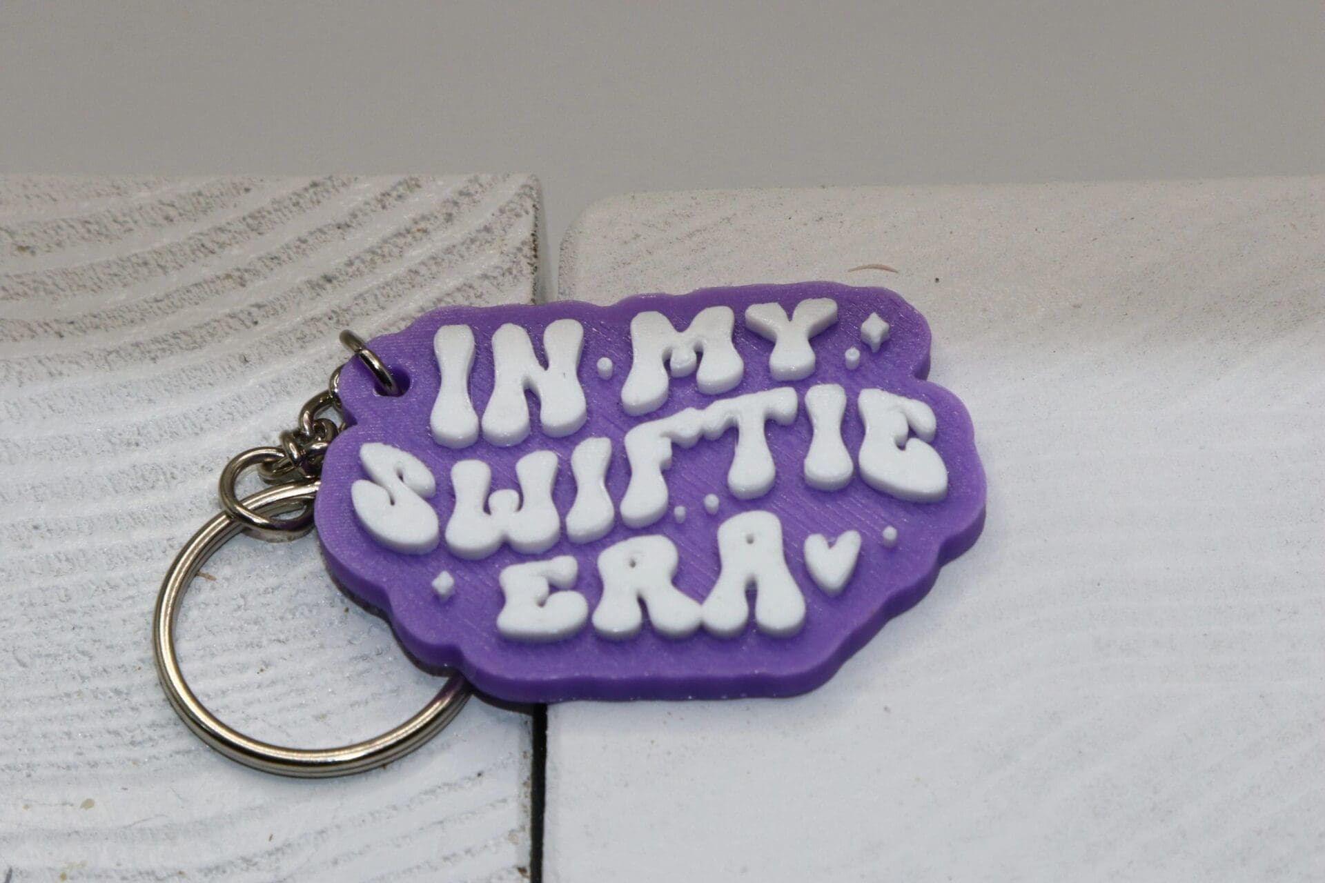 “In My Swiftie Era” keychain with bold text