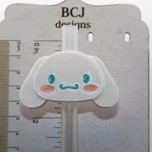 Cinnamoroll character straw topper on a drinking straw