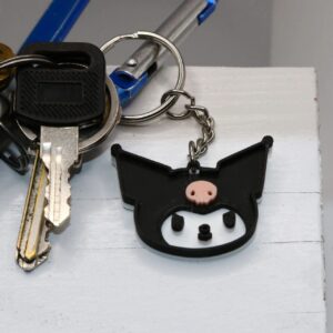 Kuromi keychain with black hood and pink skull