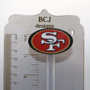 San Francisco 49ers logo straw topper attached to a straw