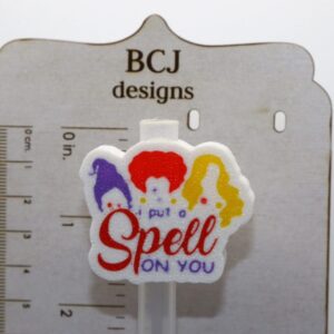 “I Put a Spell on You” straw topper with spooky lettering design.