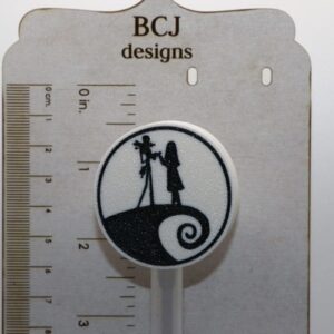 Jack and Sally on the hill straw topper with moonlit background.