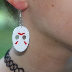 Jason Voorhees knife-inspired earrings, silver blade with detailed handle design