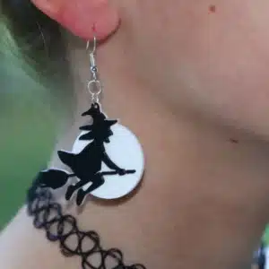 Witch moon earrings, mystical Halloween jewelry