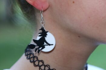 Witch moon earrings, mystical Halloween jewelry