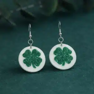 Green and White Clover Earrings