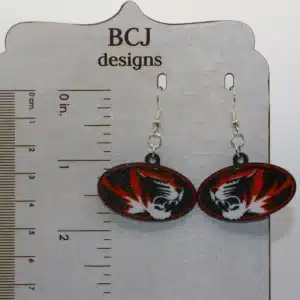 Rising Sun Tigers logo earrings in black and orange team colors