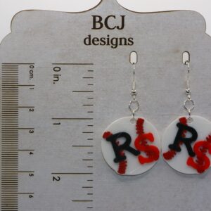Softball earrings with black and orange RS logo for RSHS fans