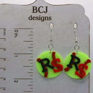 Softball earrings with black and orange RS logo for RSHS fans