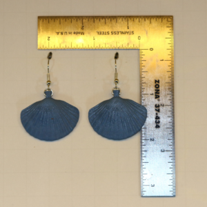 Pair of shell-shaped earrings with smooth, pearly detailing and silver hooks.