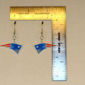 Pair of earrings featuring the New England Patriots logo in blue, red, and white.