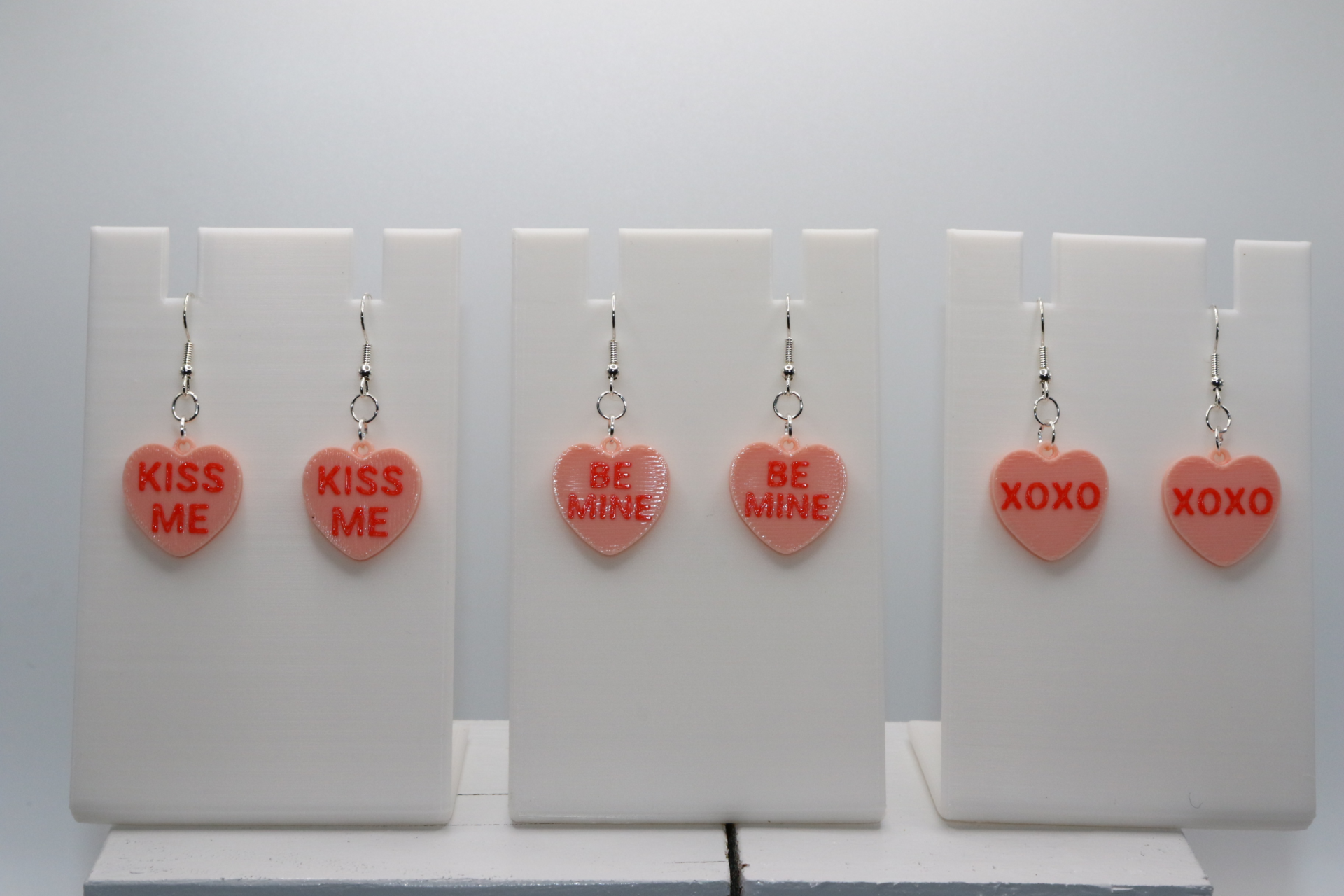conversation heart dangler earrings