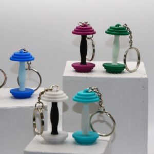 dumbell keychain in various colors