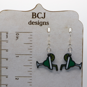 Margarita glass-shaped earrings, festive Cinco de Mayo accessory.