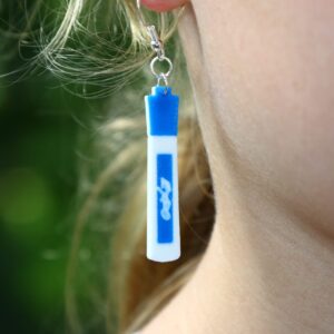 Pair of earrings shaped like colorful Expo dry-erase markers.
