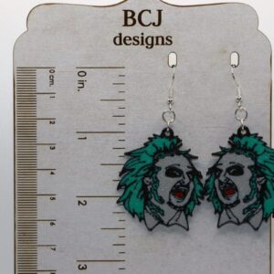 Beetlejuice-inspired earrings, spooky Halloween-themed accessory