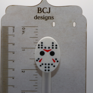 Jason Voorhees straw topper with white hockey mask design.
