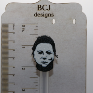 Michael Myers straw topper with white mask design.