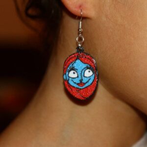 Sally-themed earrings, spooky-cute Halloween Earrings and Keychain and Straw Topper jewelry