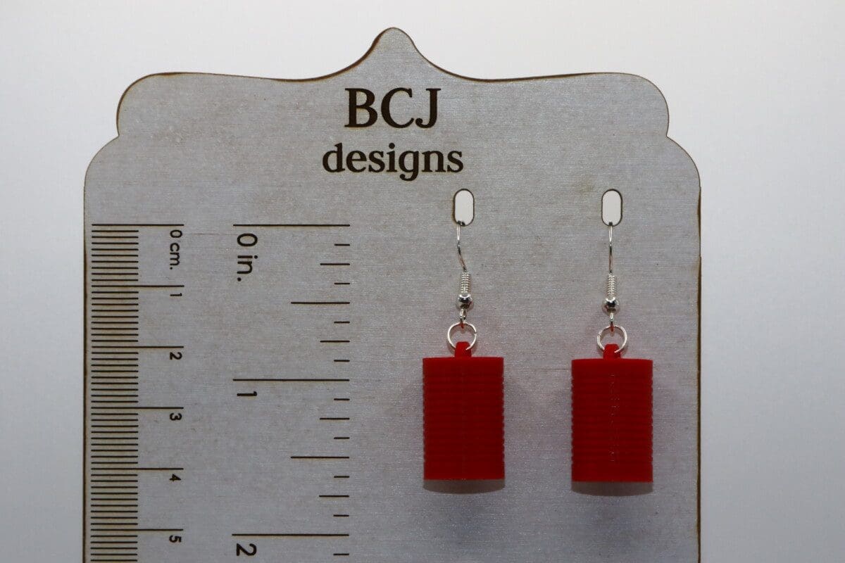 Can-Shaped Cranberry Relish Earrings - Image 2