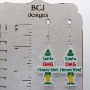 elf hat and legs omg santa earrings inspired by Elf movie