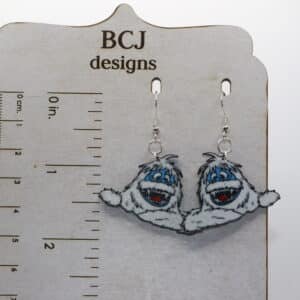 bumble earrings inspired by Abominable Snow Monster from 1964 Rudolph TV special