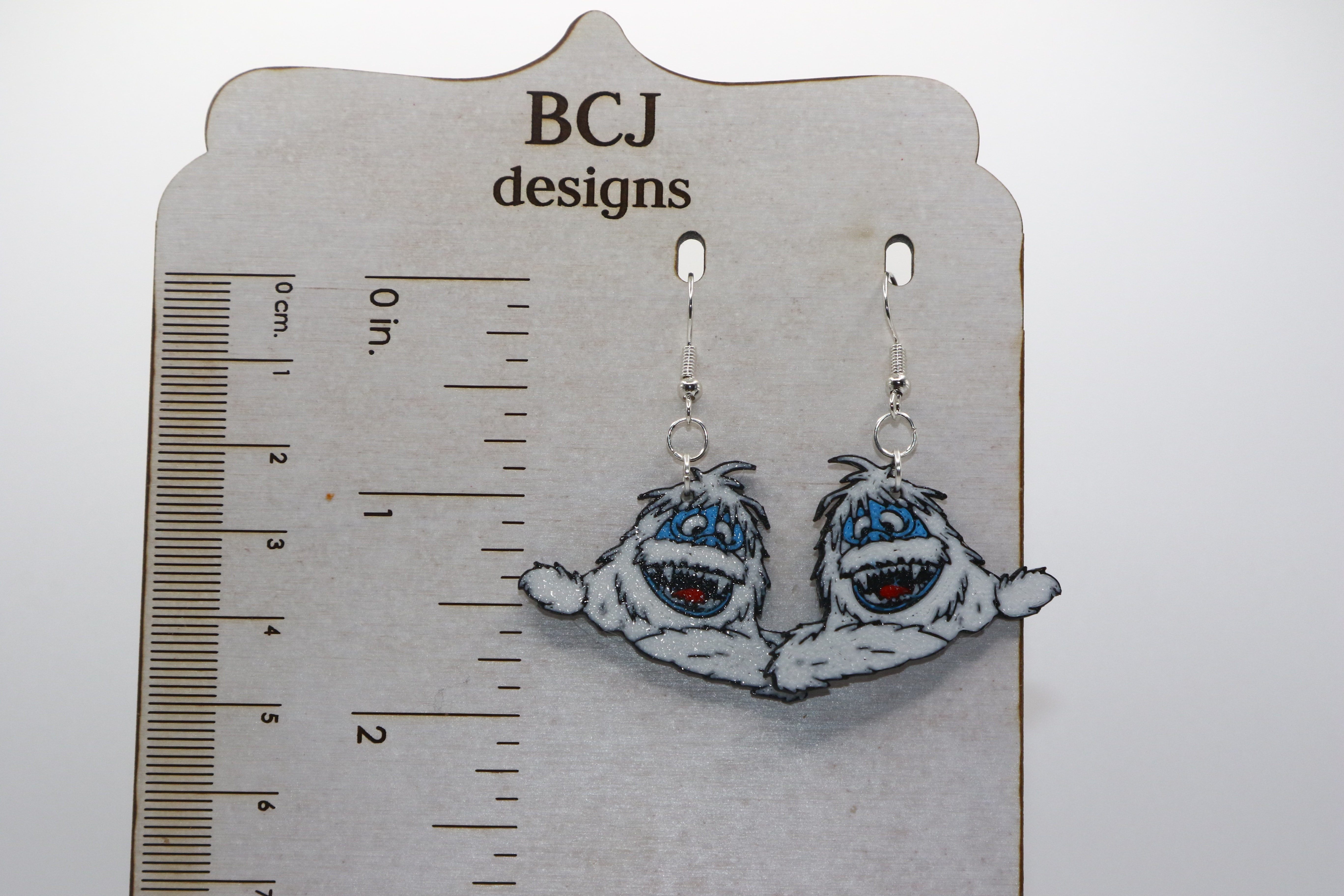 bumble earrings inspired by Abominable Snow Monster from 1964 Rudolph TV special